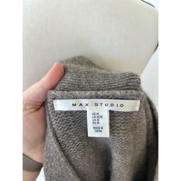 Max Studio Wool & Yak Hair Taupe Brown Knit Sweater - Picture 5 of 8